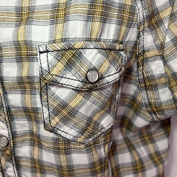 Harley Davidson Logo Womens Plaid Pearl Snap Short Sleeve Shirt Size Medium - Picture 6 of 6